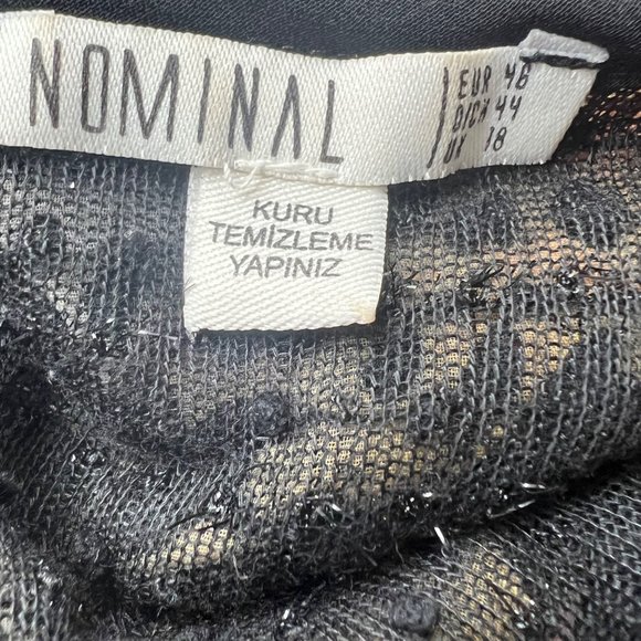 Nominal Blouse Womens 14 Geometric Animal Print Sheer Lace Back Gems Flowy - Picture 10 of 12